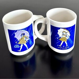 Vintage Morton Salt "When It Rains It Pours Mugs" 1956 & 1968 Designs